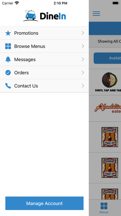 DineIn. Screenshot