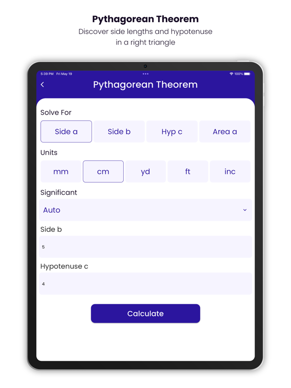 Pythagorean Theorem Calc App screenshot 2