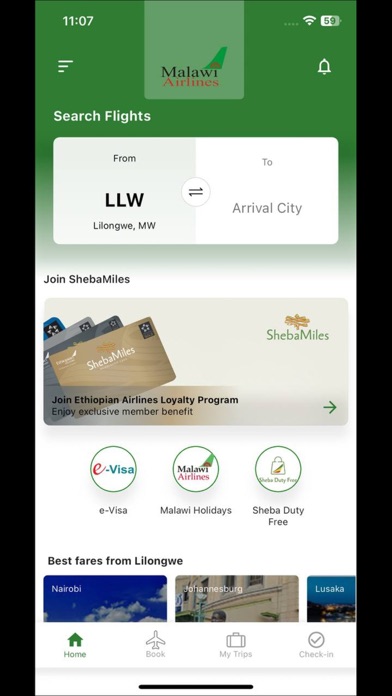 Malawi Airlines Screenshot
