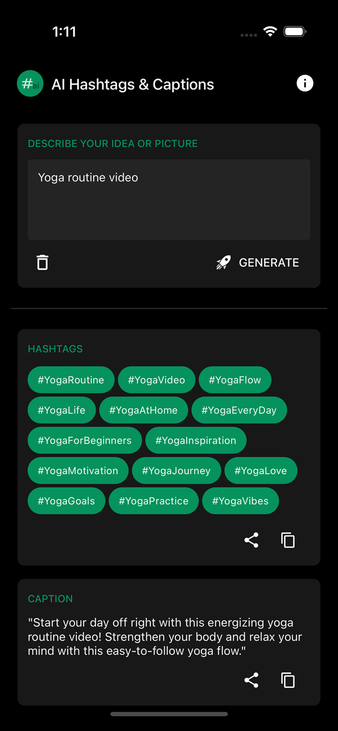AI Hashtag and Caption Generator