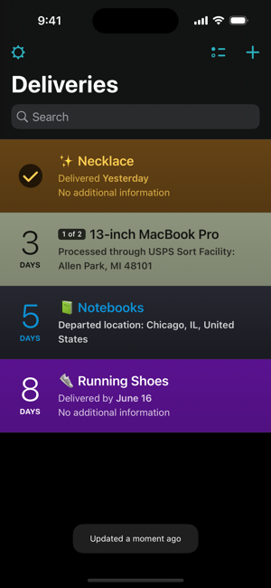 ‎Deliveries: a package tracker Screenshot