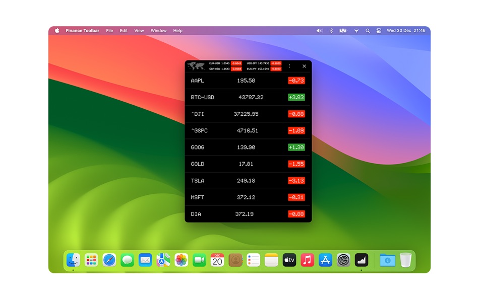 #6. Finance Toolbar - Stock Ticker (macOS) 由: Stefan Van Damme