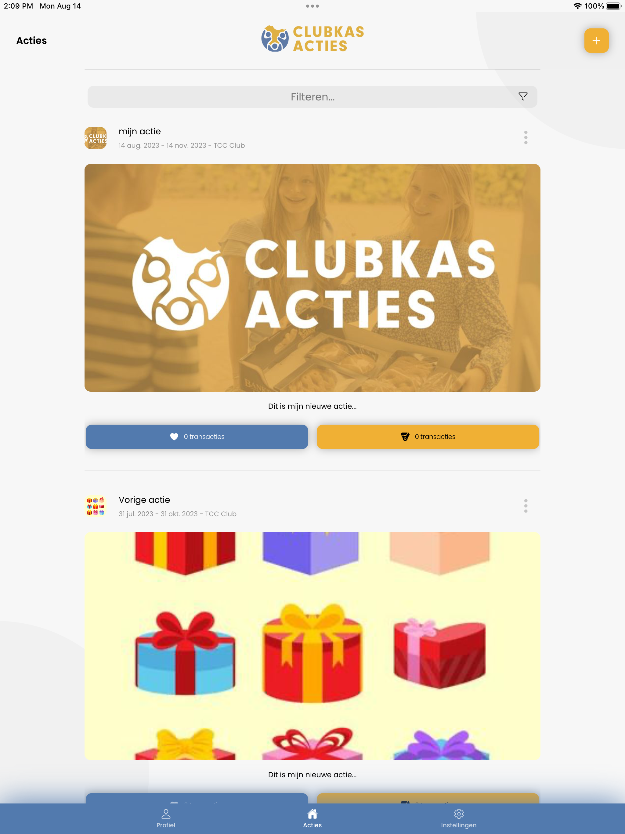 Clubkas-acties