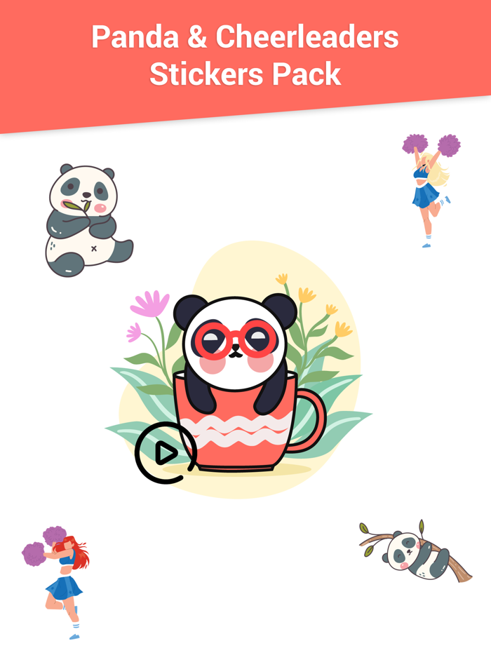 Panda and Cheerleaders Animated