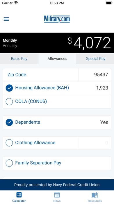 Military Pay by Military.com Screenshot