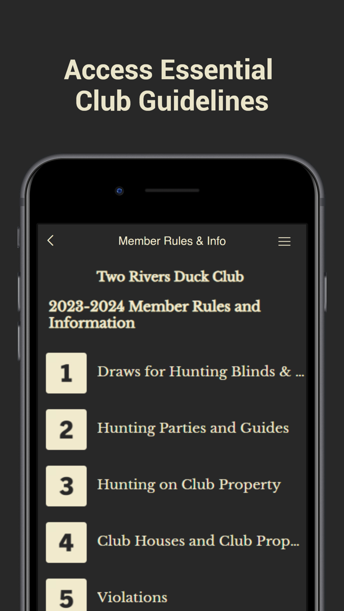 Two Rivers Duck Club app