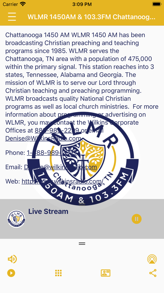 #4. WLMR AM1450 & FM103.3 Radio (iOS) 由: Wilkins Radio