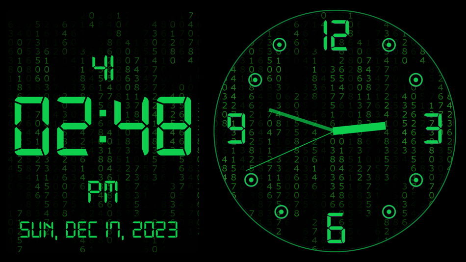 #3. Animated Matrix Clock Themes (iOS) Podle: Zaheer udeen Babar