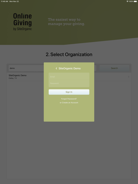 Screenshot #5 pour SiteOrganic Online Giving