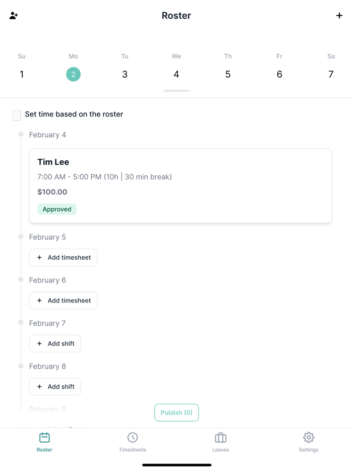 Employee Timesheets Scheduling