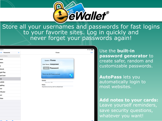 eWallet - Password Manager iPad app afbeelding 4