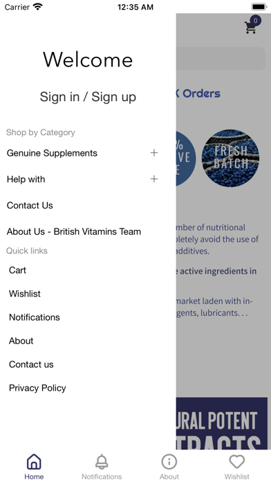 British Vitamins Screenshot