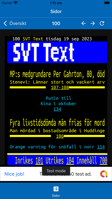 SVT Text TV från TextTV.nu Screenshot
