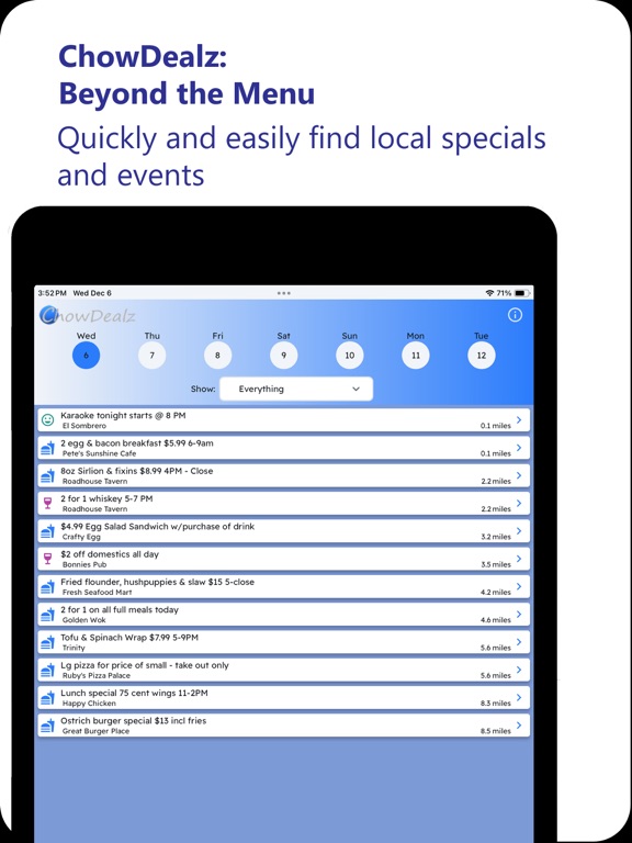 ChowDealz iPad screenshot 1 - Food & Drink app