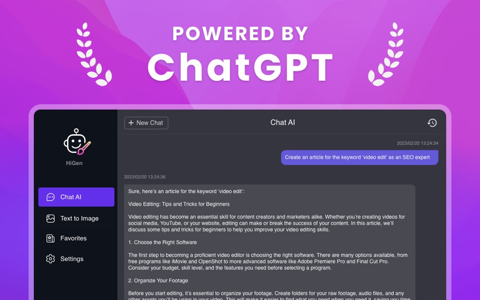 #2. HiGen - AI Art & AI Chatbot (macOS) بواسطة: 兴友 杨