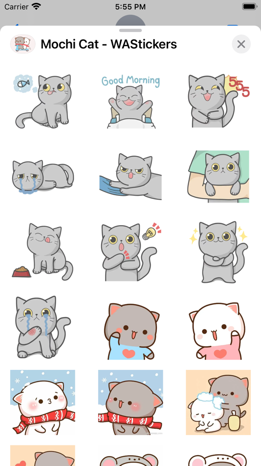 #5. Mochi Cat - WAStickers (iOS) От: Fonts Apps