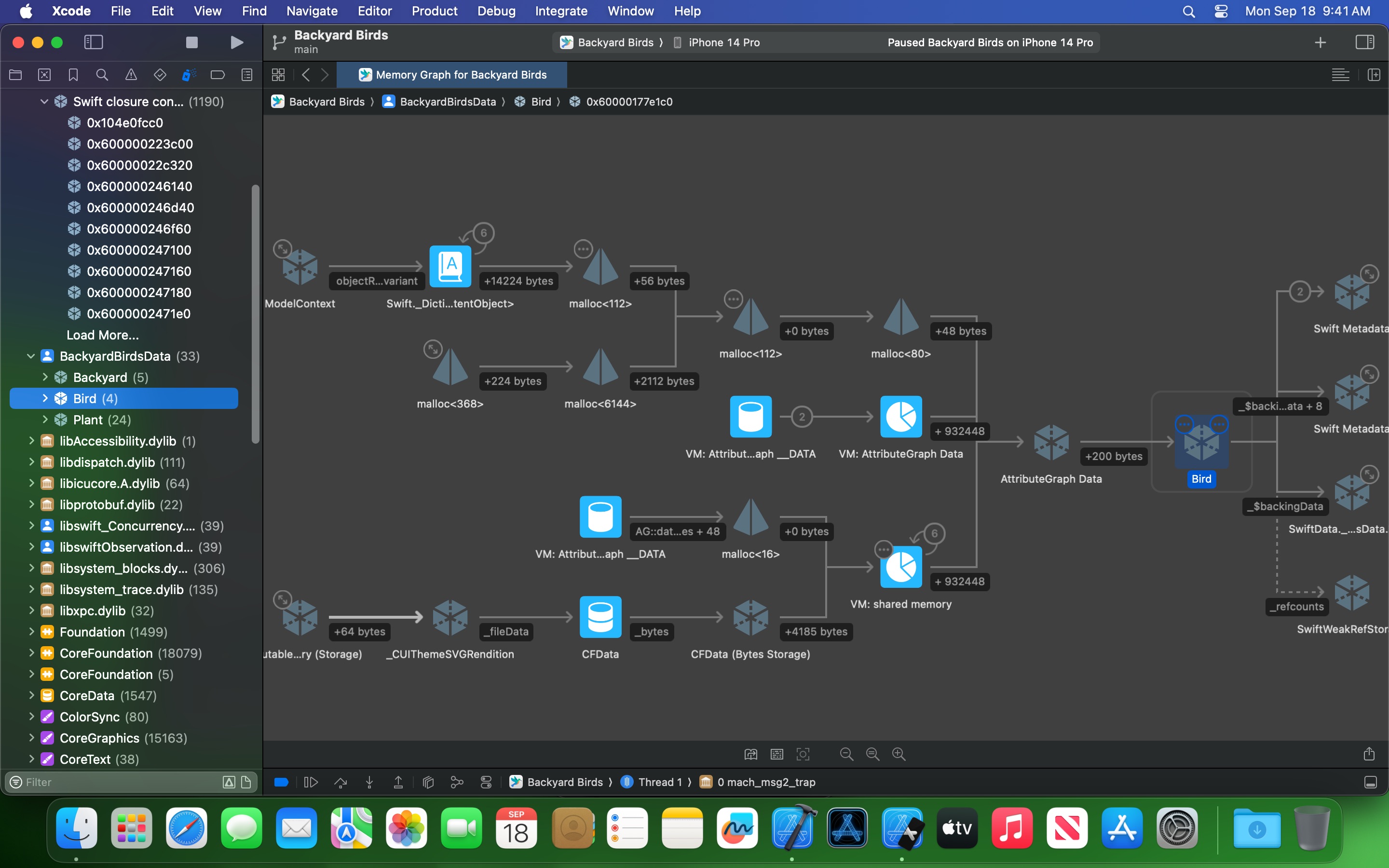 Screenshot do app Xcode