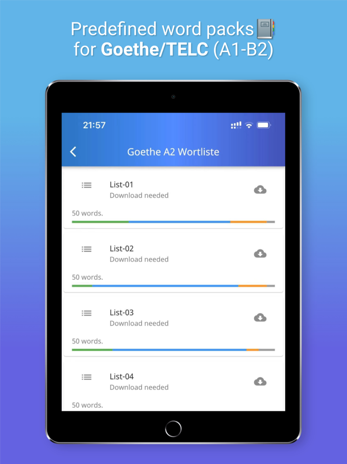 XY Memo German vocab builder