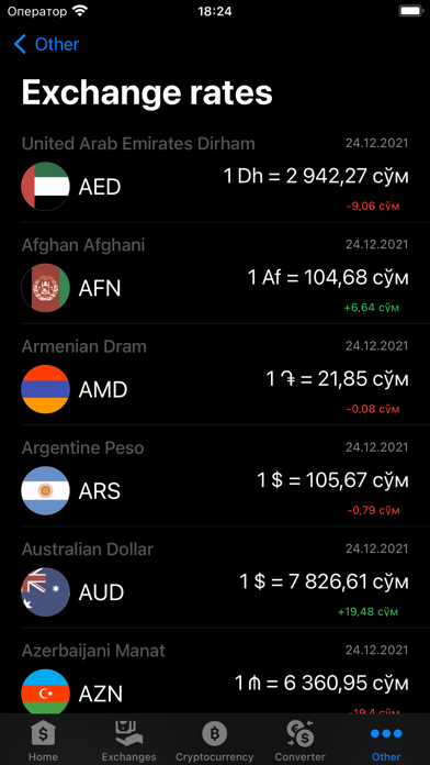 Exchange rates of Uzbekistan Screenshot