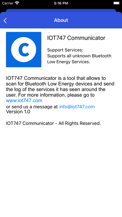IOT747 Communicator Screenshot