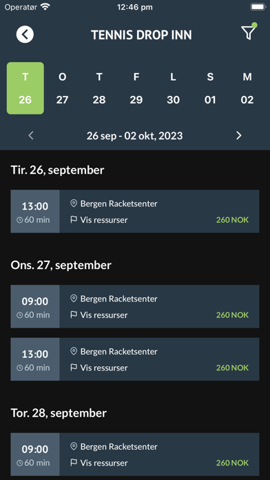 Bergen Racketsenter Screenshot