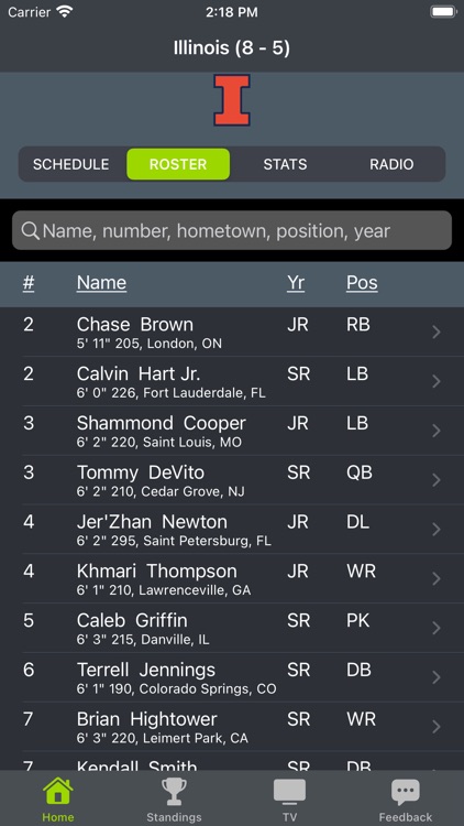 Illinois Football Schedules
