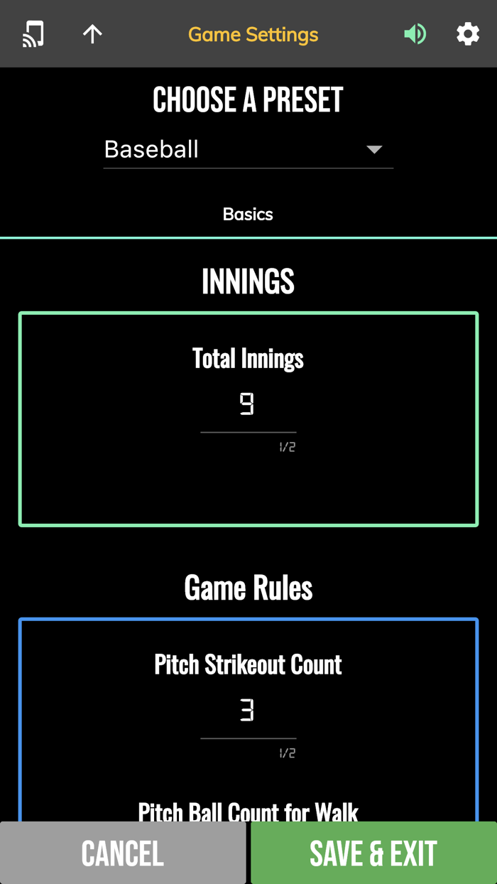 BT Baseball Controller