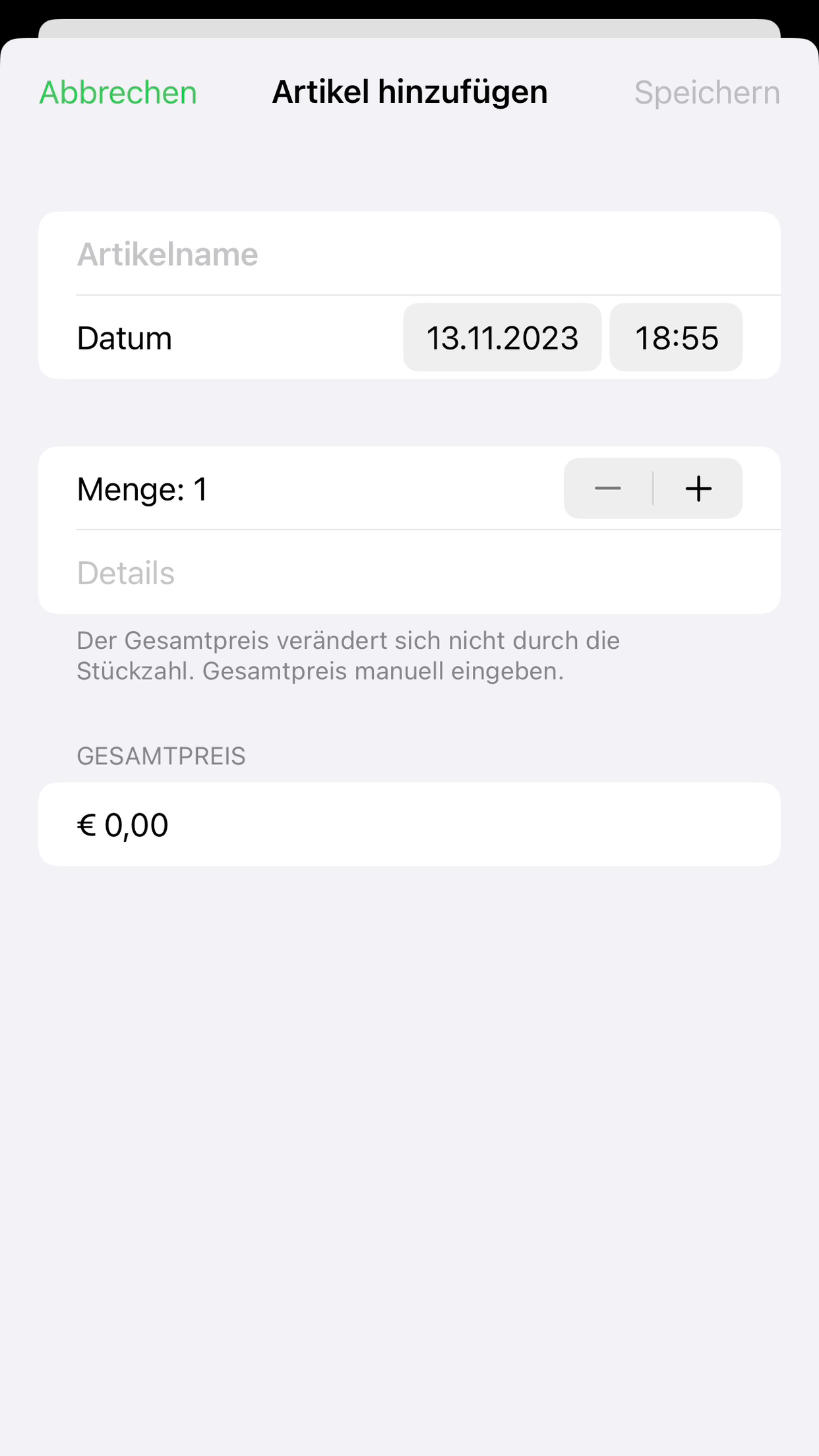 Mein Einkaufstracker