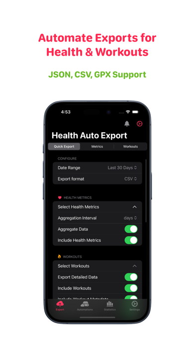 Screenshot #1 pour Health Auto Export - JSON+CSV