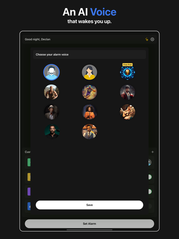 Avo - AI Voice Alarm iPad screenshot 1 - Utilities app
