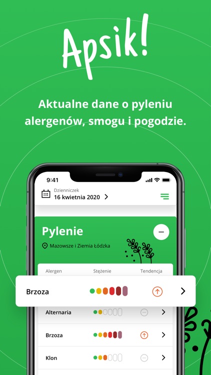 Apsik! kalendarz i mapa pyleń