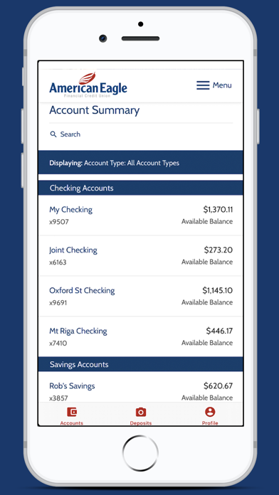 American Eagle FCU Mobile Screenshot 2 - AppWisp.com American Eagle FCU Mobile Screenshot 2 - AppWisp.com