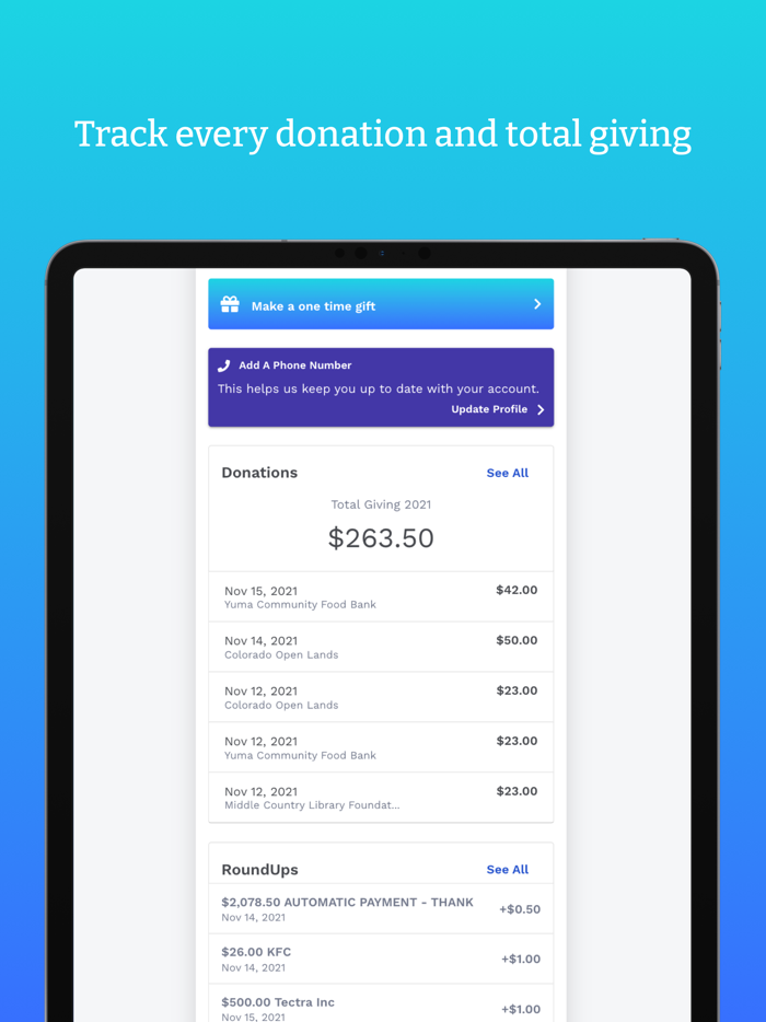 RoundUp App Donate Change