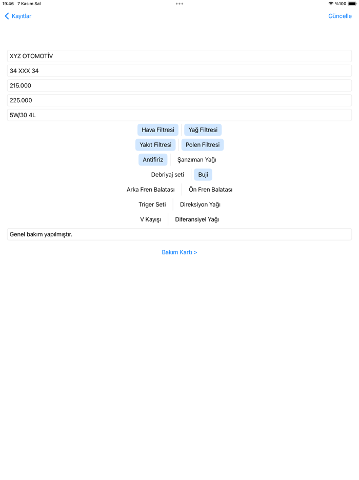 Bakım Kartı Oluşturucu