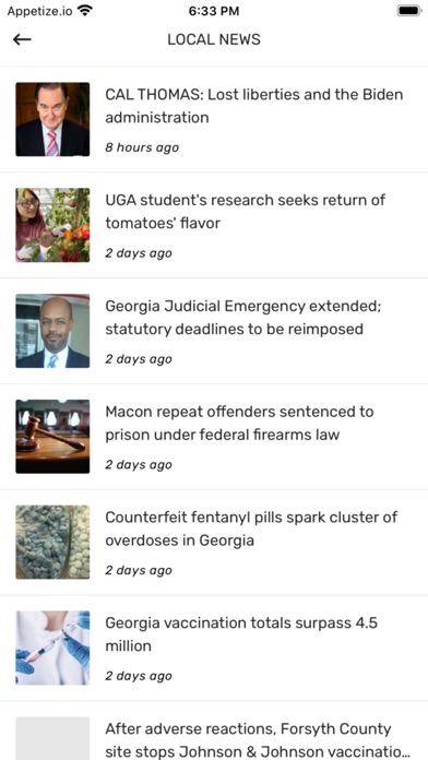Clayton News Screenshot
