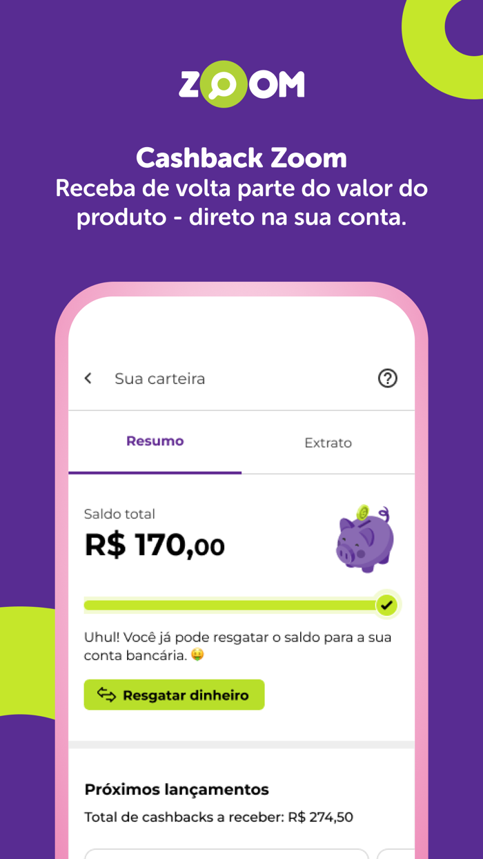 Zoom Cashback e Menor Preço