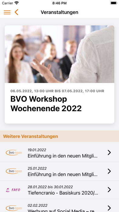 BVO Mitglieder Screenshot