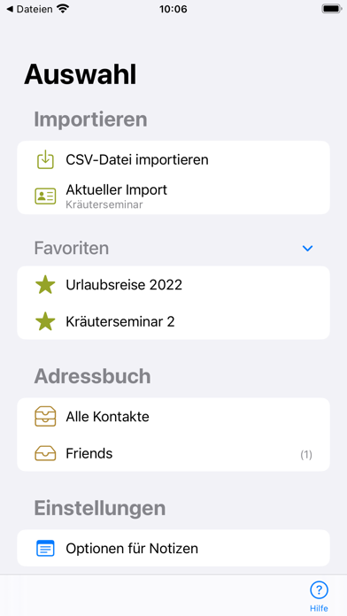 Screenshot #1 pour CSV2Contacts