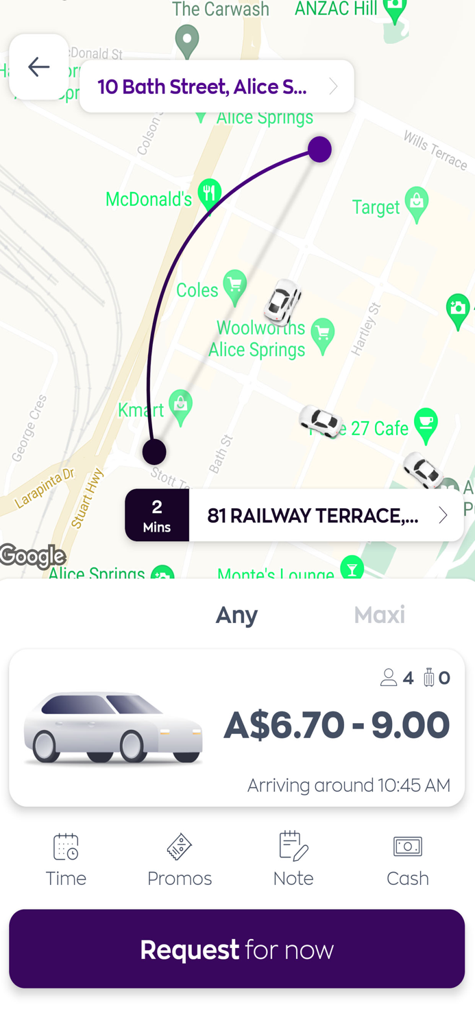 Alice Springs Taxi Booking App