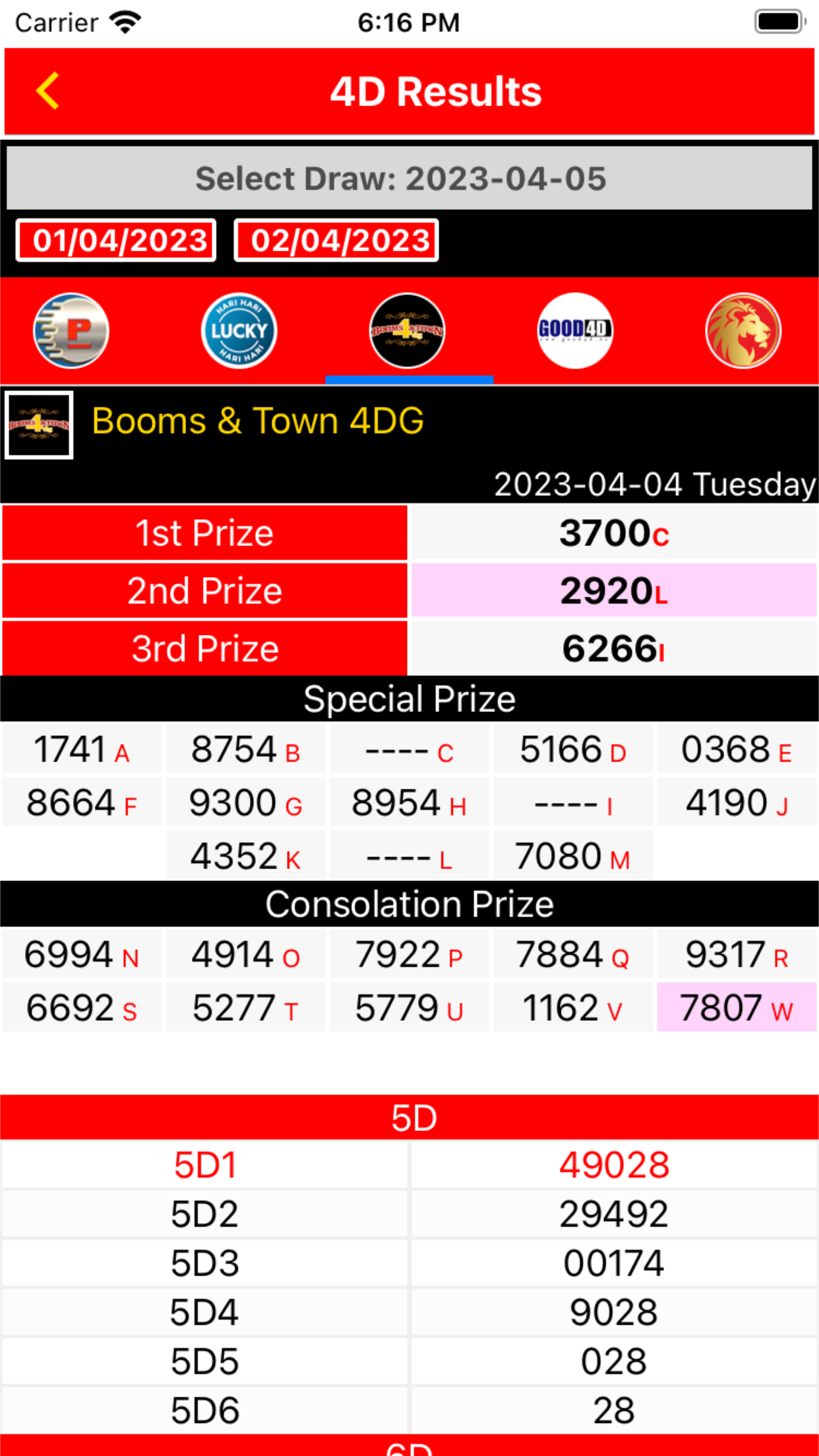 Lotto 4D Results Live 4D Toto