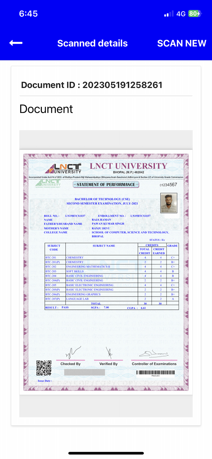 LNCT Bhopal SeQR Scan