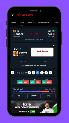 Game screenshot 777 Cricket Live Line hack