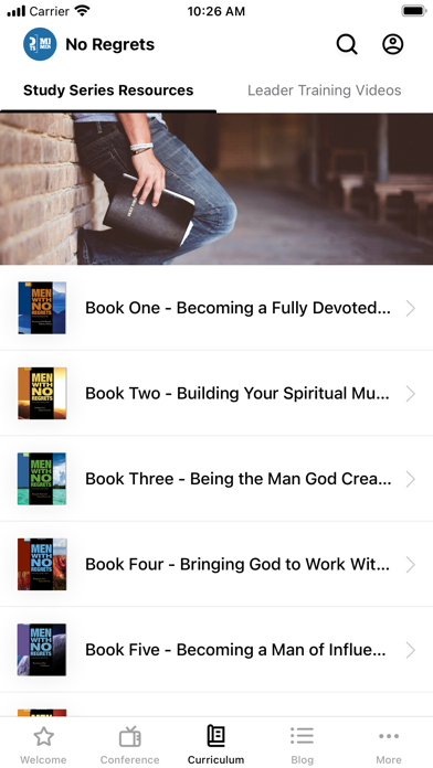 No Regrets Men's Ministries Screenshot