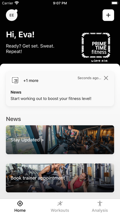 Prime Time fitness. Screenshot