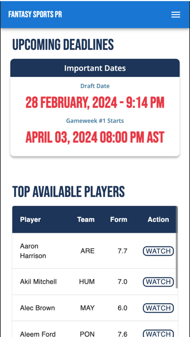 Fantasy Sports PR Screenshot