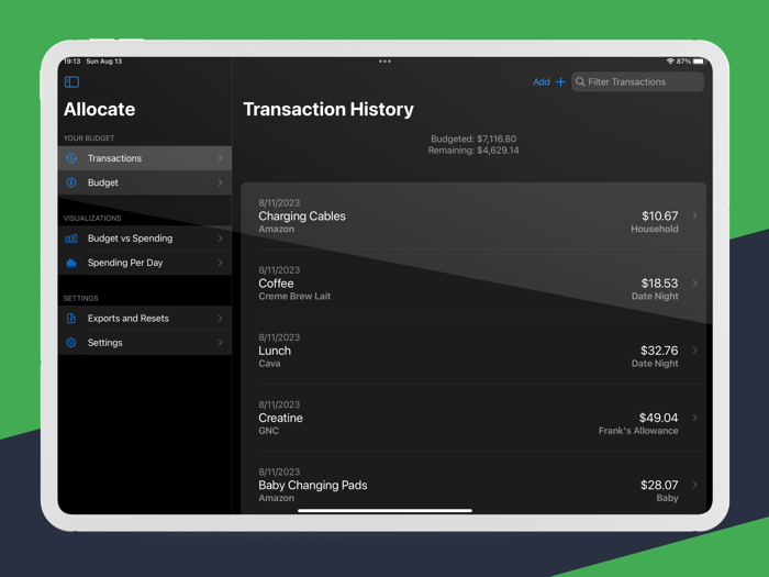 Allocate Budget Tracker