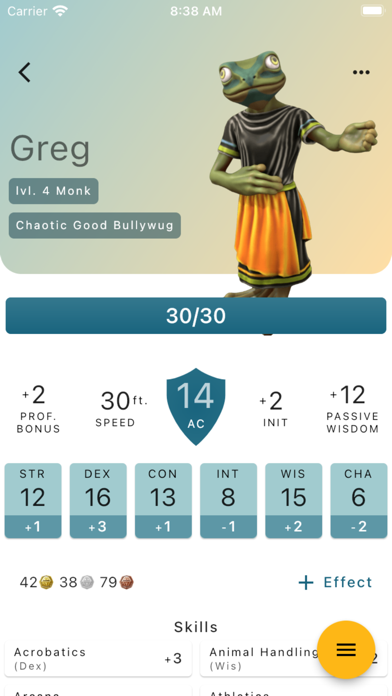 D3: Character Sheet Screenshot