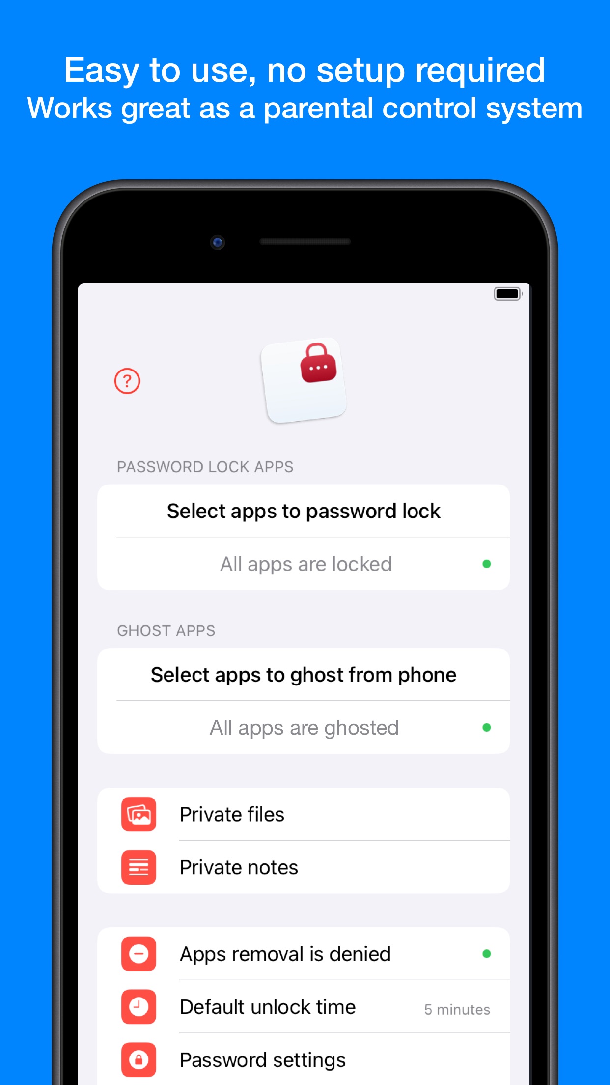 Screenshot do app AppLocker • Passcode lock apps