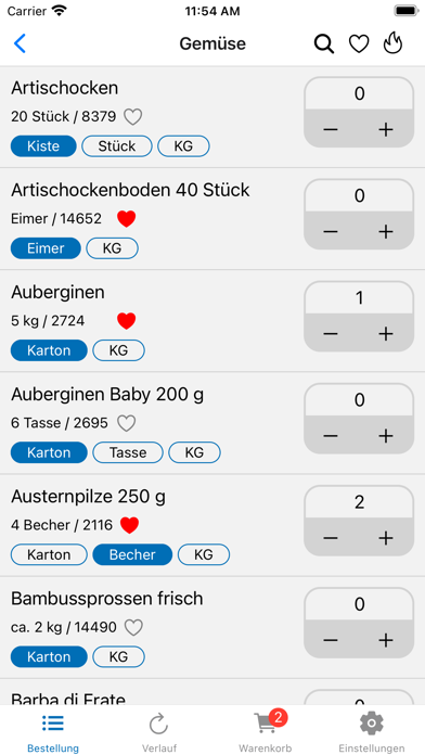 webbill Bestellung Screenshot