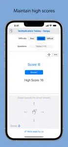Multiplication Tables - Swipe screenshot #4 for iPhone